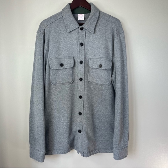 Brooks Brothers Other - Brooks Brothers 1818 Men's Large Gray French Terry Shacket Cotton Shirt Jacket